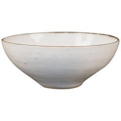 White Bowl with Black Rim by Dame Lucie Rie