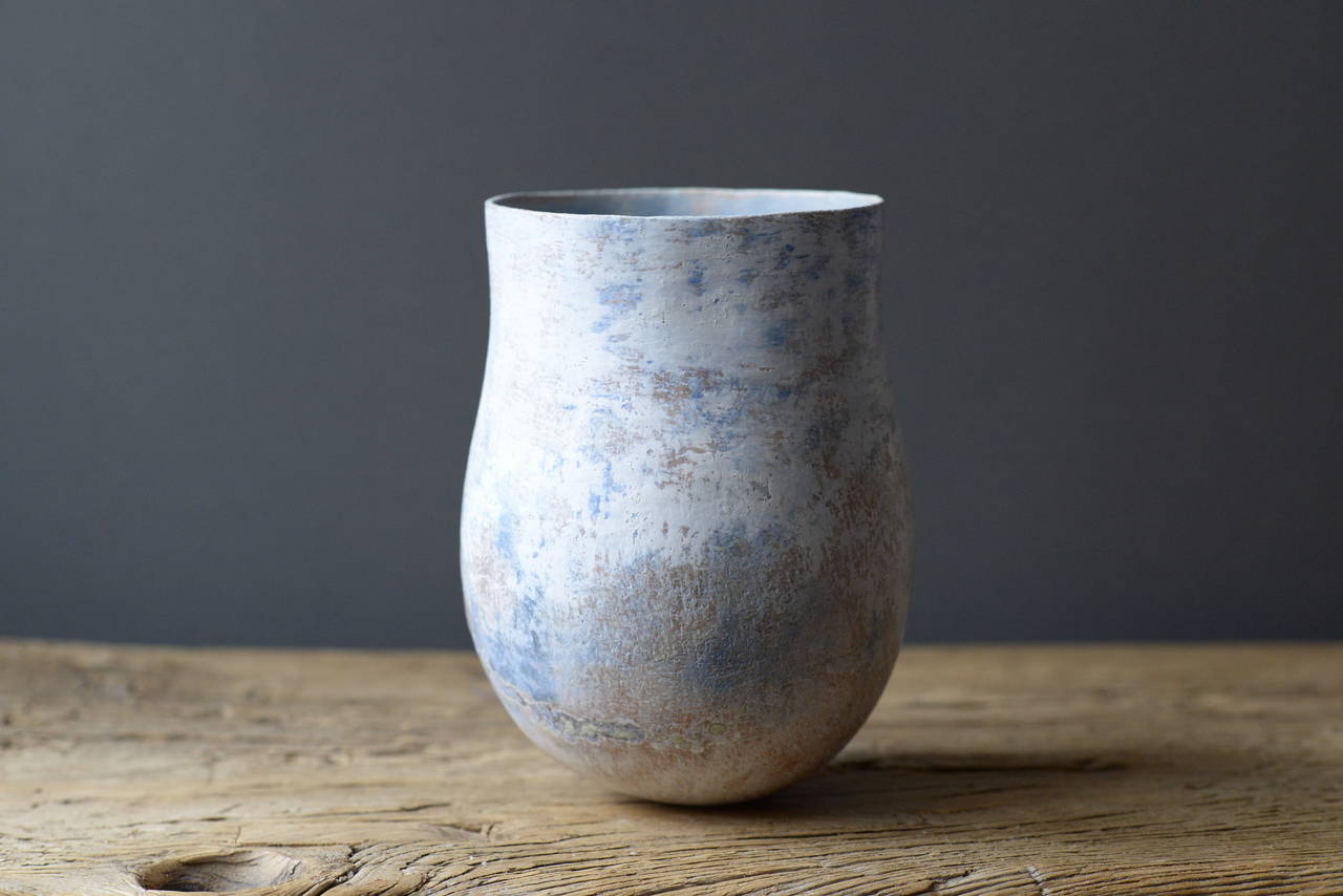 Fired Blue Jar by Elspeth Owen For Sale