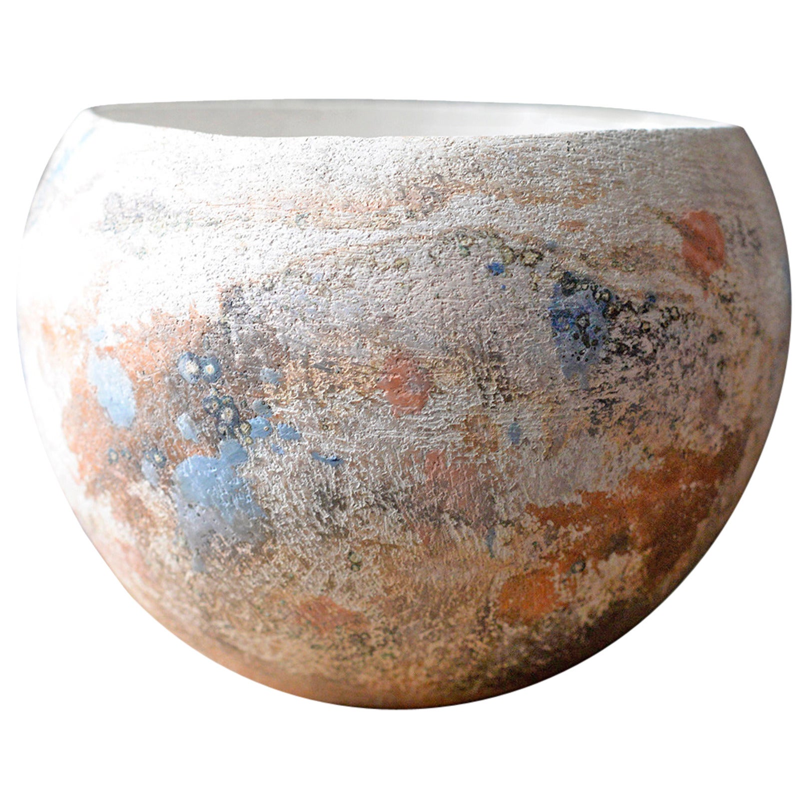 Blotched White Bowl by Elspeth Owen For Sale
