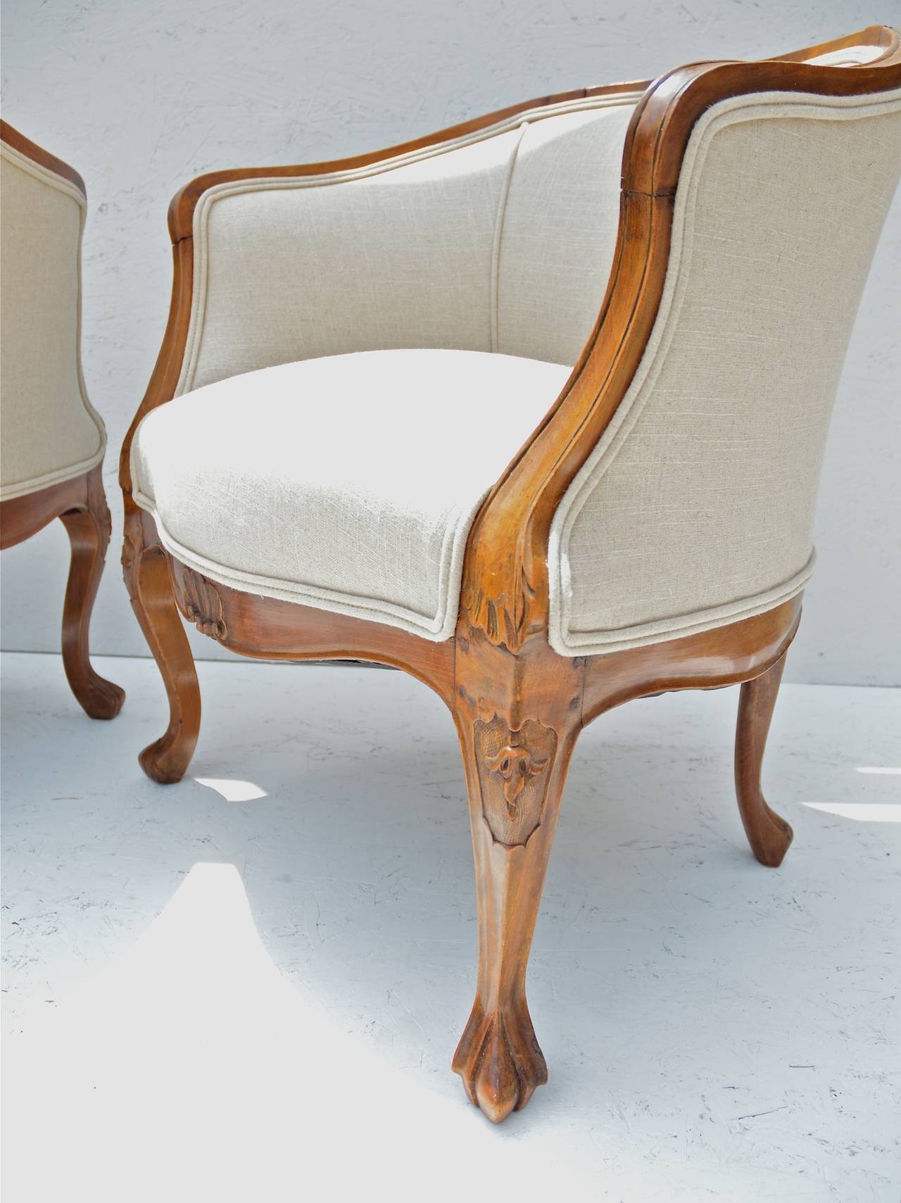 Carved 19th Century Slipper Chairs