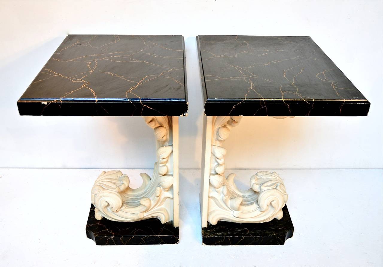 Hollywood Regency Architectural End Tables in the Manner of Grosfeld House