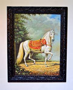 Oil Painting on Board of a Riderless Steed in the Spanish Taste