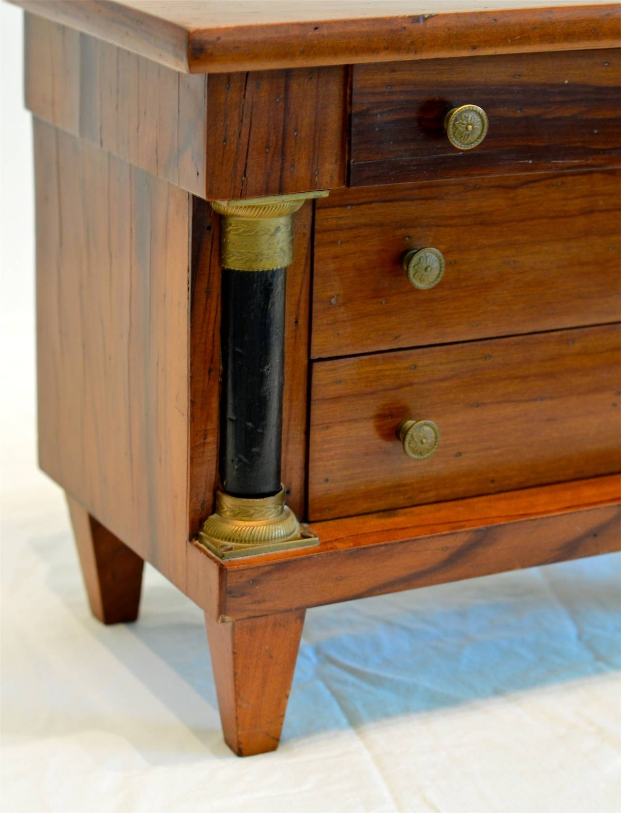 Wood Miniature Neoclassical Tabletop Commode