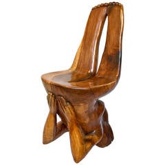 Carved Sculptural Chair of Mahogany