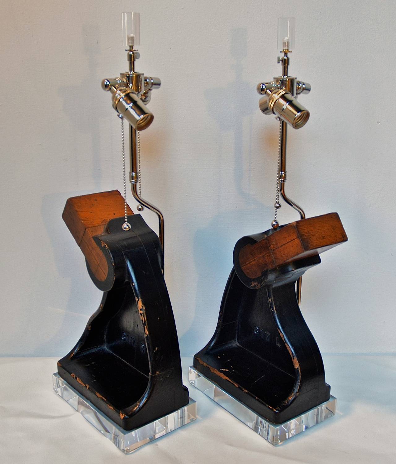 American Industrial Chic Lamp Pair For Sale
