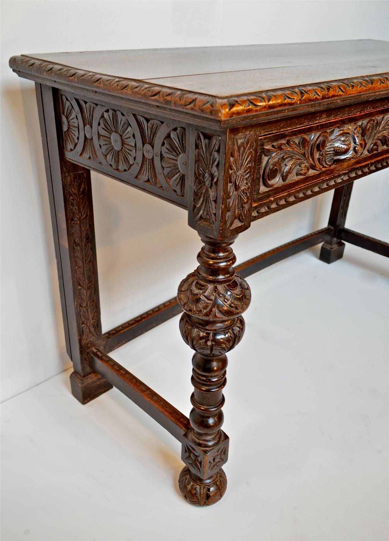 Renaissance Revival Console Table in Oak by James Shoolbred