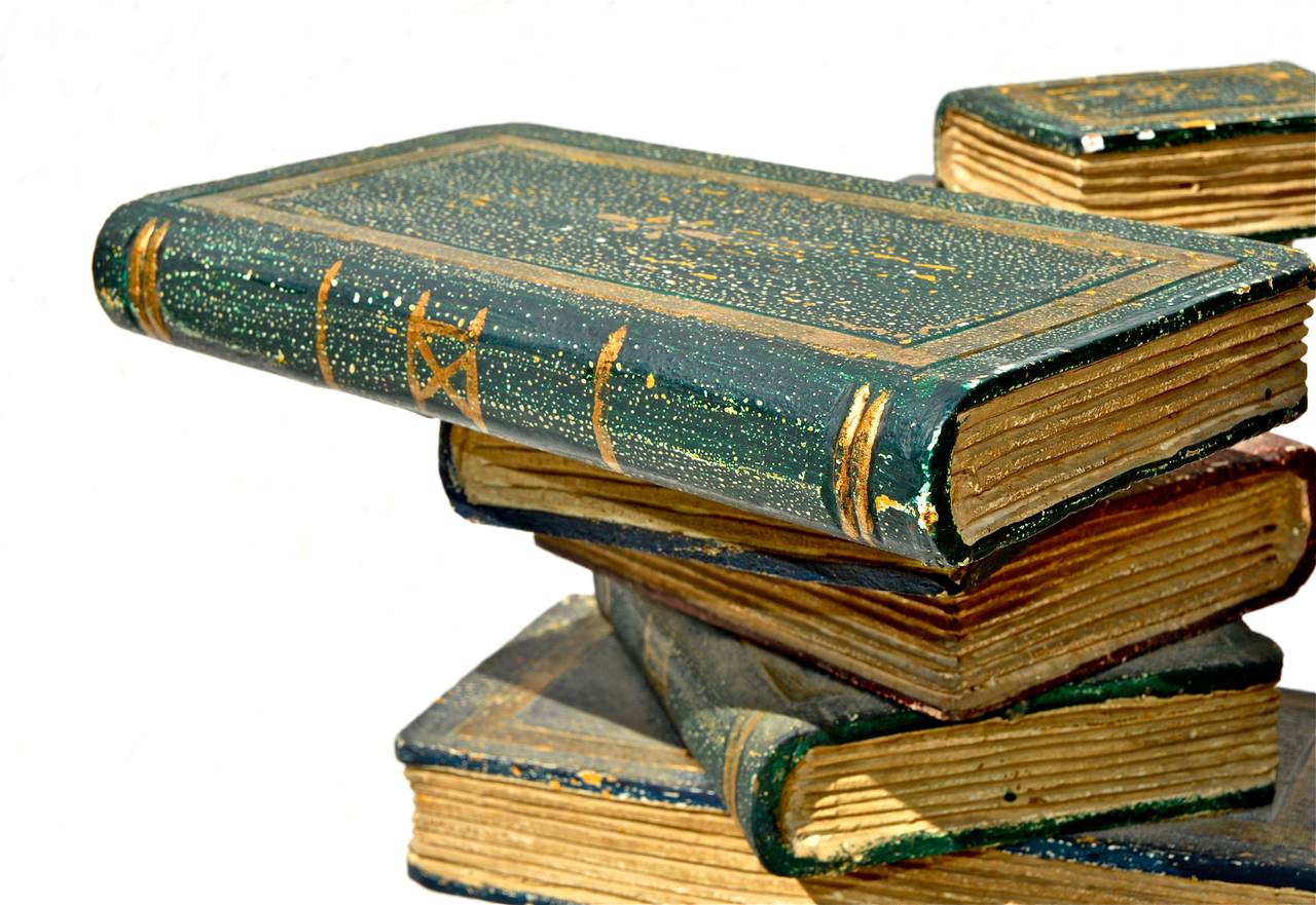 Cast Faux Book Stack Cocktail Table For Sale