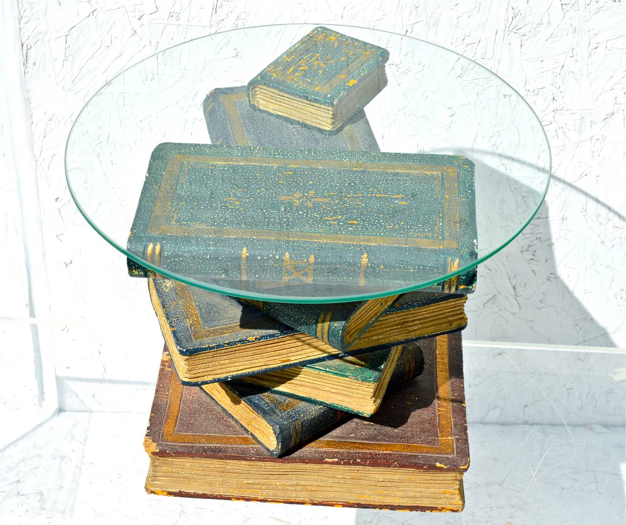 American Faux Book Stack Cocktail Table For Sale