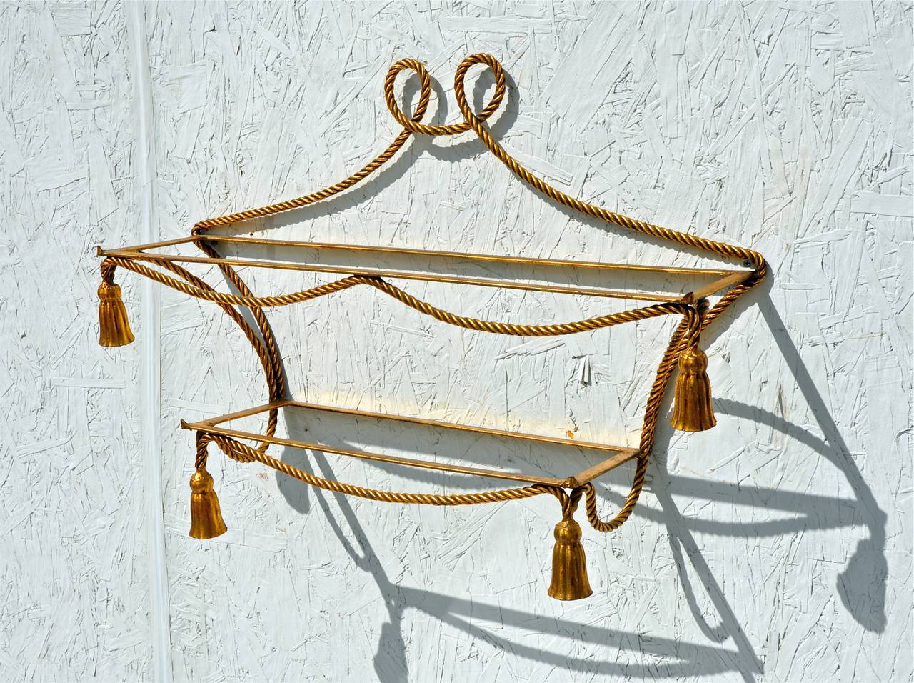 20th Century Italian Gilt Rope Form Hanging Etagere