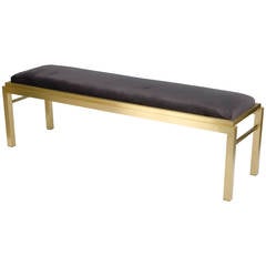 1970s Gold Brushed Metal Long Stool