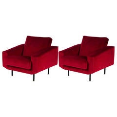 Pair of 1950s French Red Armchairs Pair of 1950s French Red Armchairs