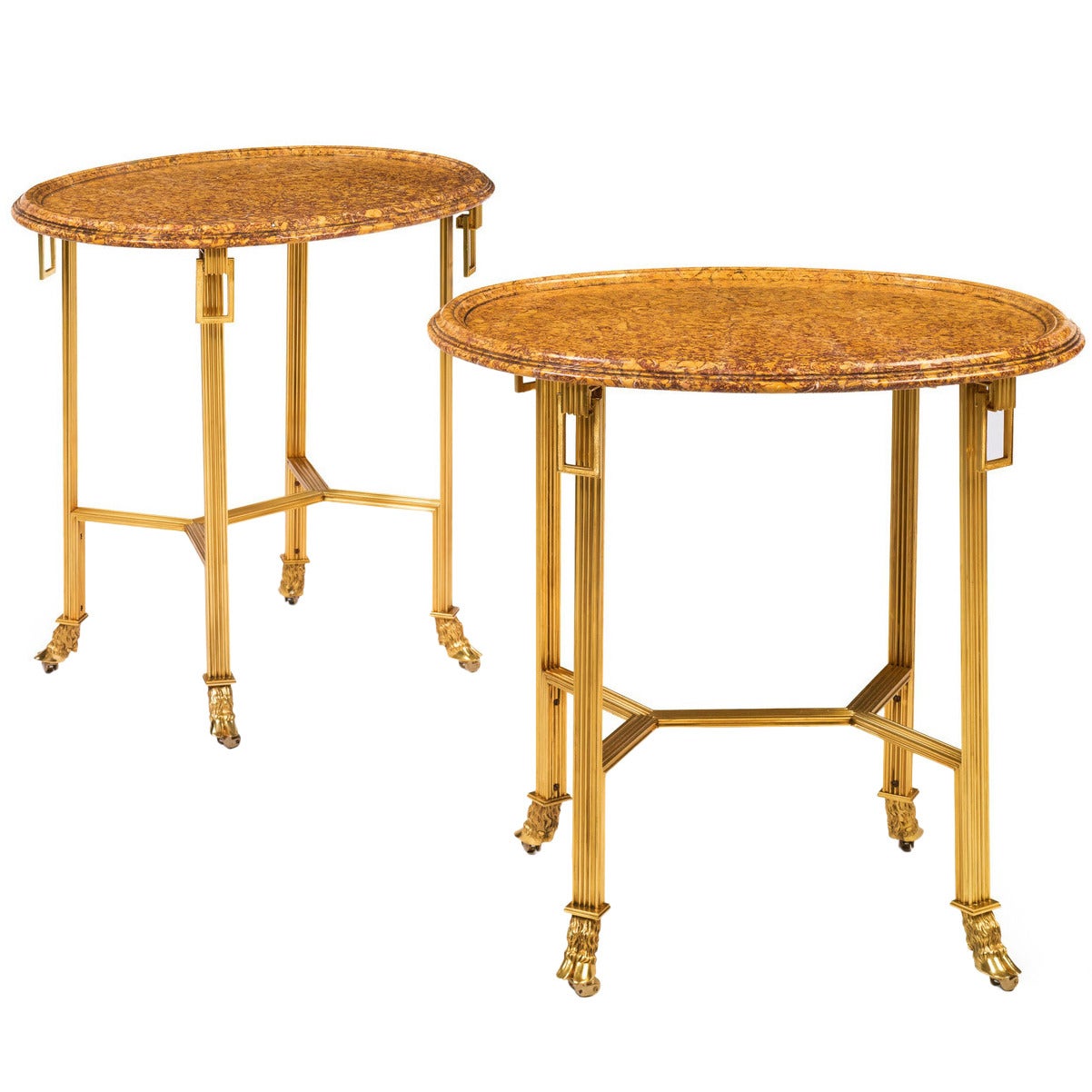 Pair of Directoire Style Gilt Bronze Gueridons For Sale