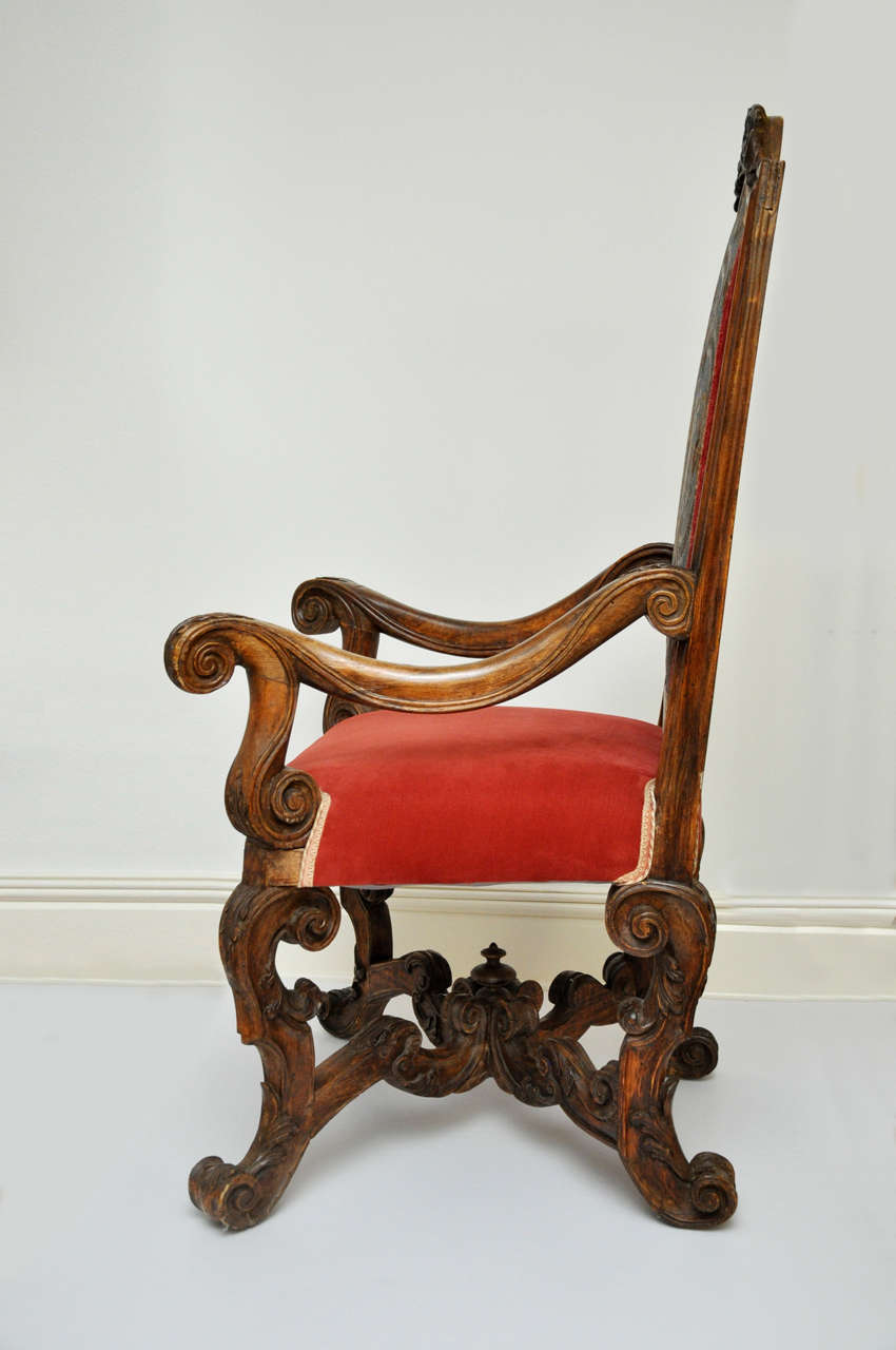 Italian Baroque Leather Armchair