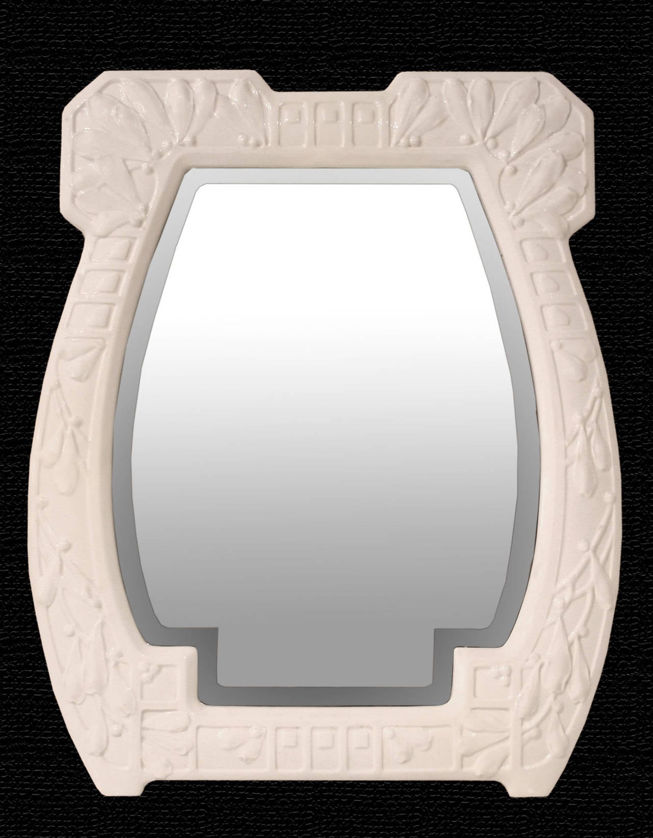 Art Nouveau "Jugendstil" Ceramic Mirror by Karl Rudolf Ditmar, circa 1890