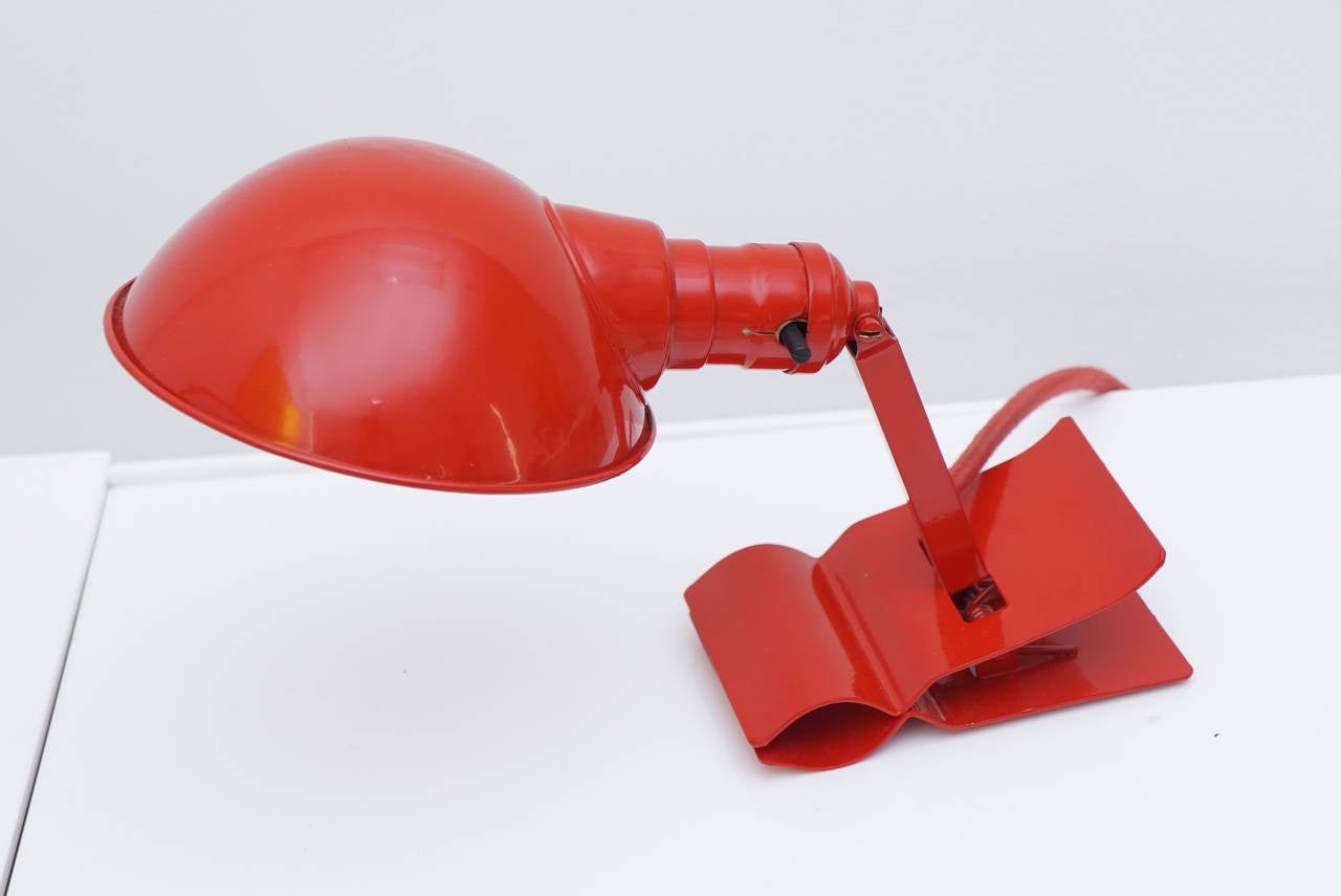 Lacquered Vintage Adjustable Clip-On Reading Lamp For Sale