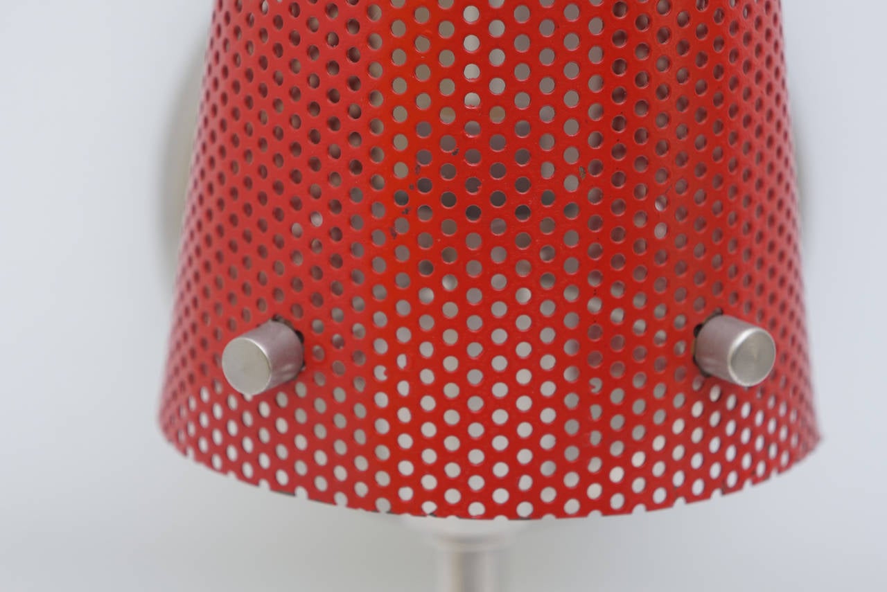 Vintage Perforated Red Wall Sconce In Good Condition For Sale In Miami, FL