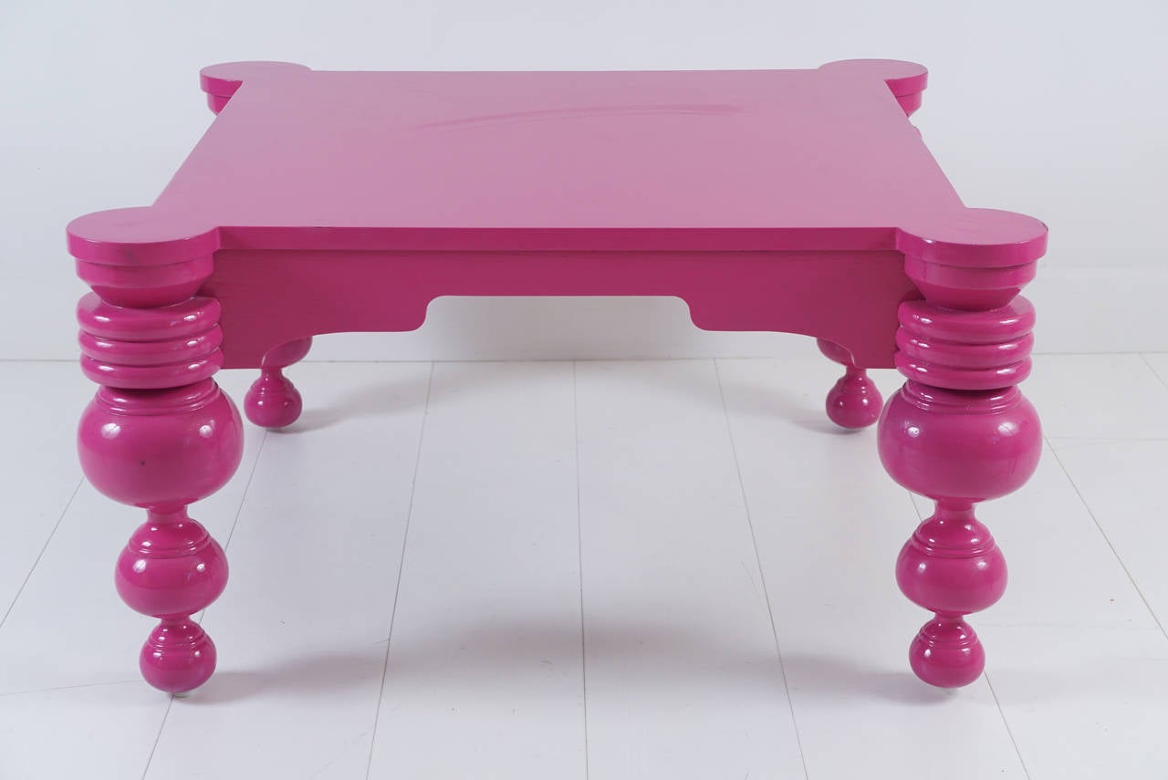 American Magenta Auto Lacquer Overscale Coffee Table For Sale