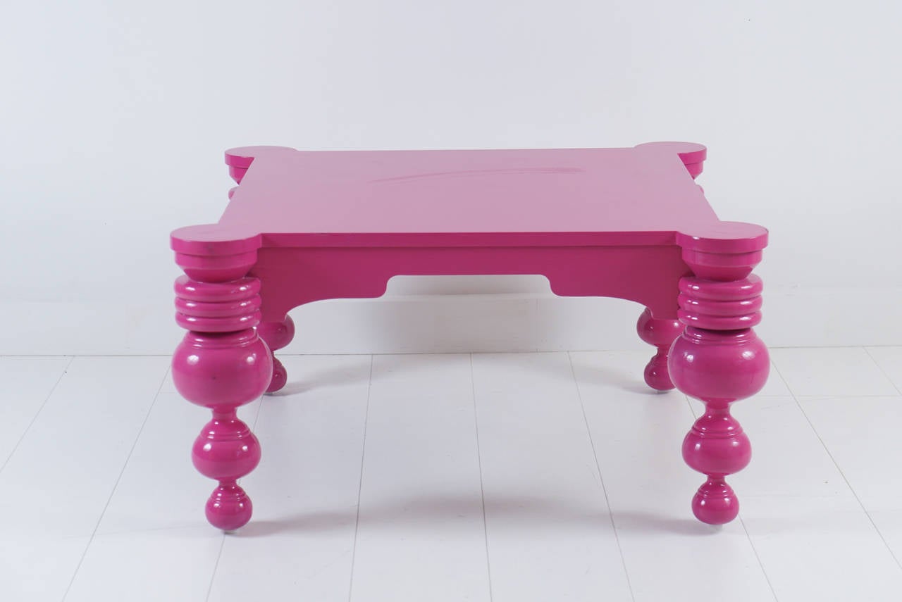 Modern Magenta Auto Lacquer Overscale Coffee Table For Sale