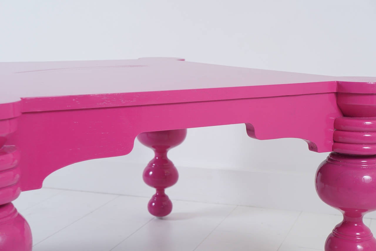20th Century Magenta Auto Lacquer Overscale Coffee Table For Sale