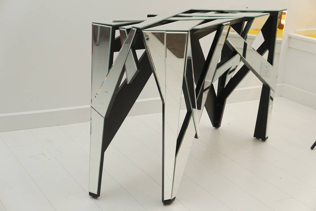 Modern Mirrored Console For Sale