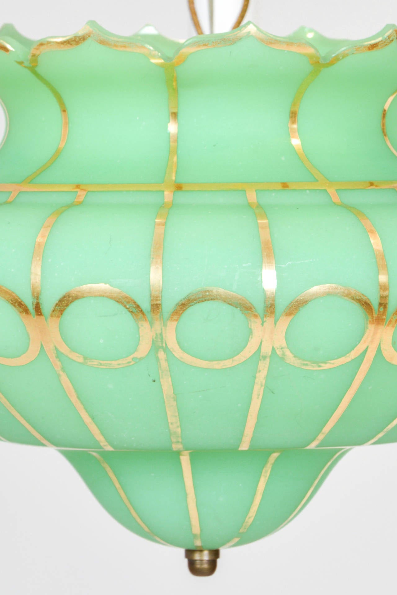 Green-Gold Biedermeier Pendant Lamp