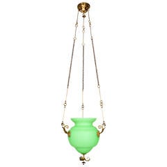 Mid-19th Century Green Opaque Glass Biedermeier Pendant Light