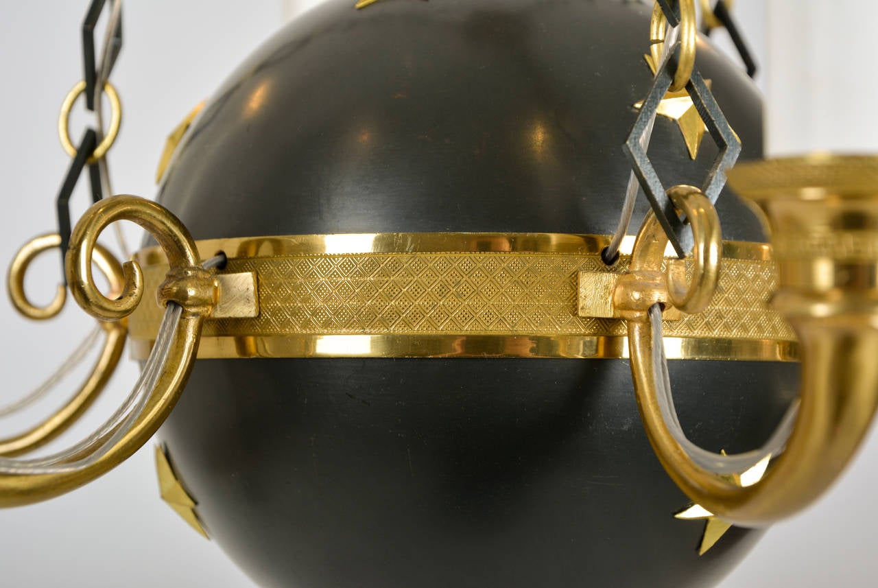Brass Empire Celestial Globe Chandelier For Sale