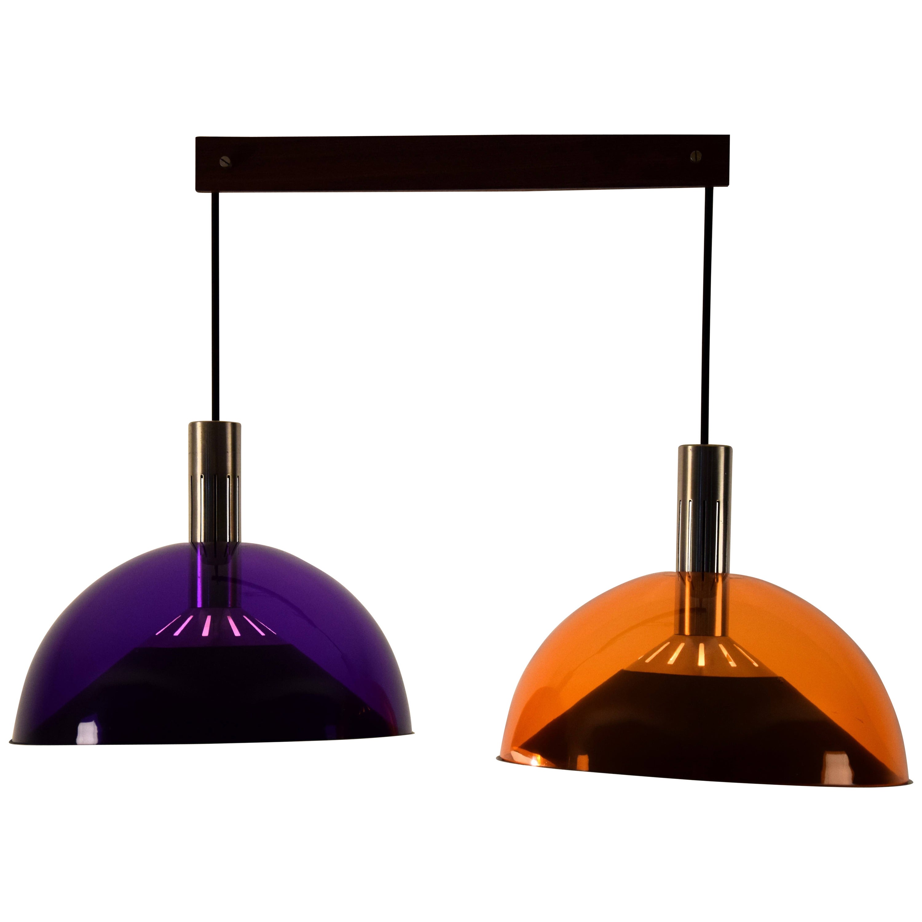 1960s Purple and Orange Acrylic Ceiling Lamp