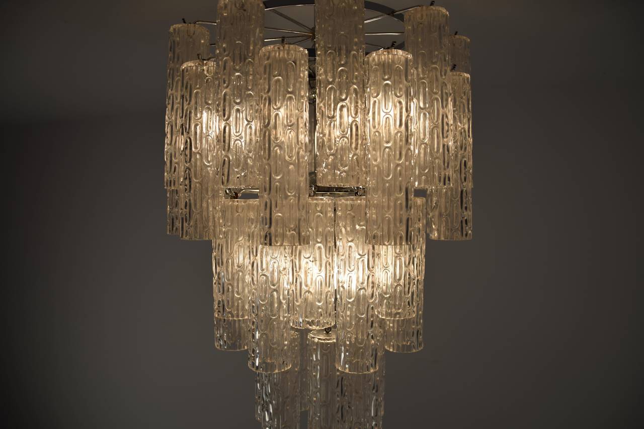 Mid-Century Modern Italian Mid century Modern Textured Glass Chandelier For Sale