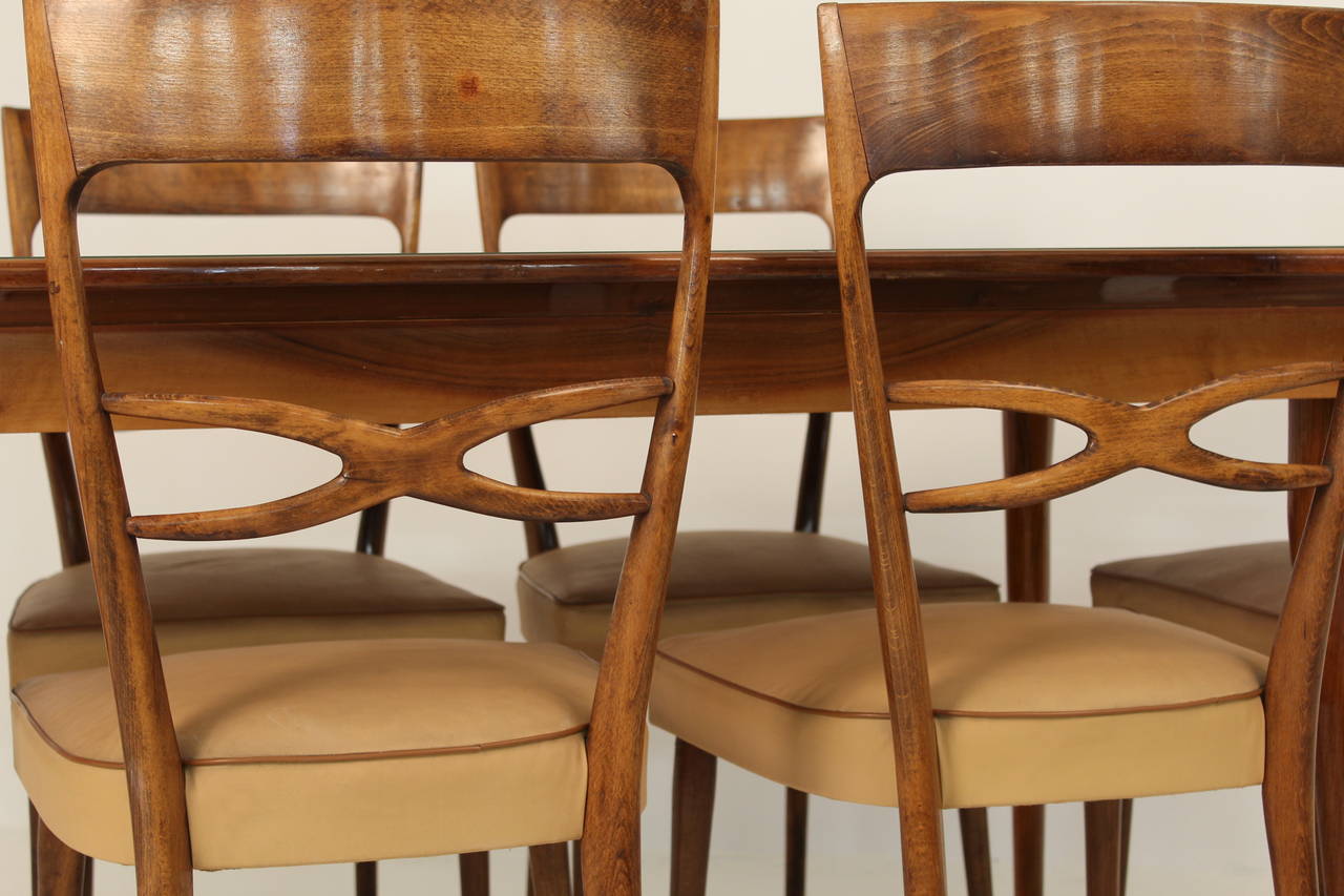 Mid-Century Modern Melchiorre Bega Attributed Dining Chairs and Table