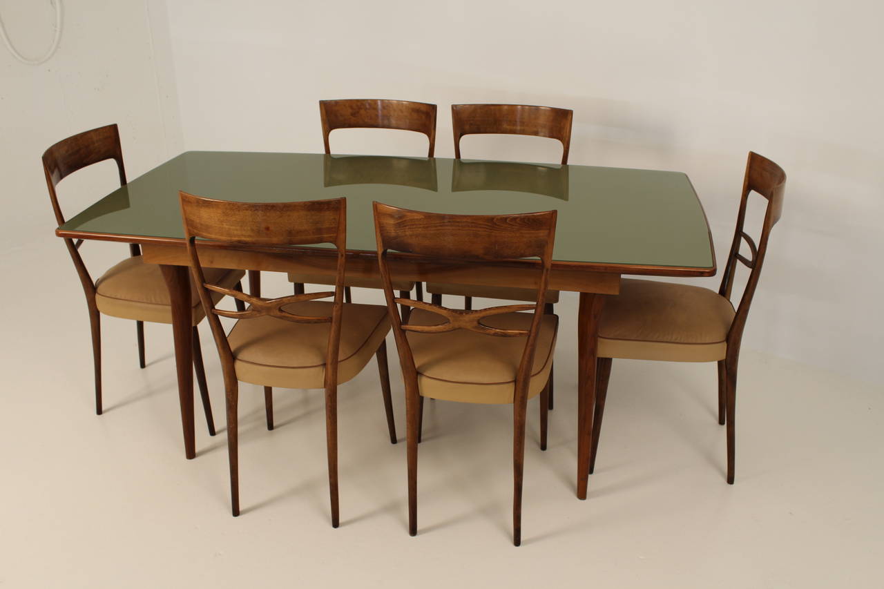 Melchiorre Bega Attributed Dining Chairs and Table In Good Condition In Weesp, NL