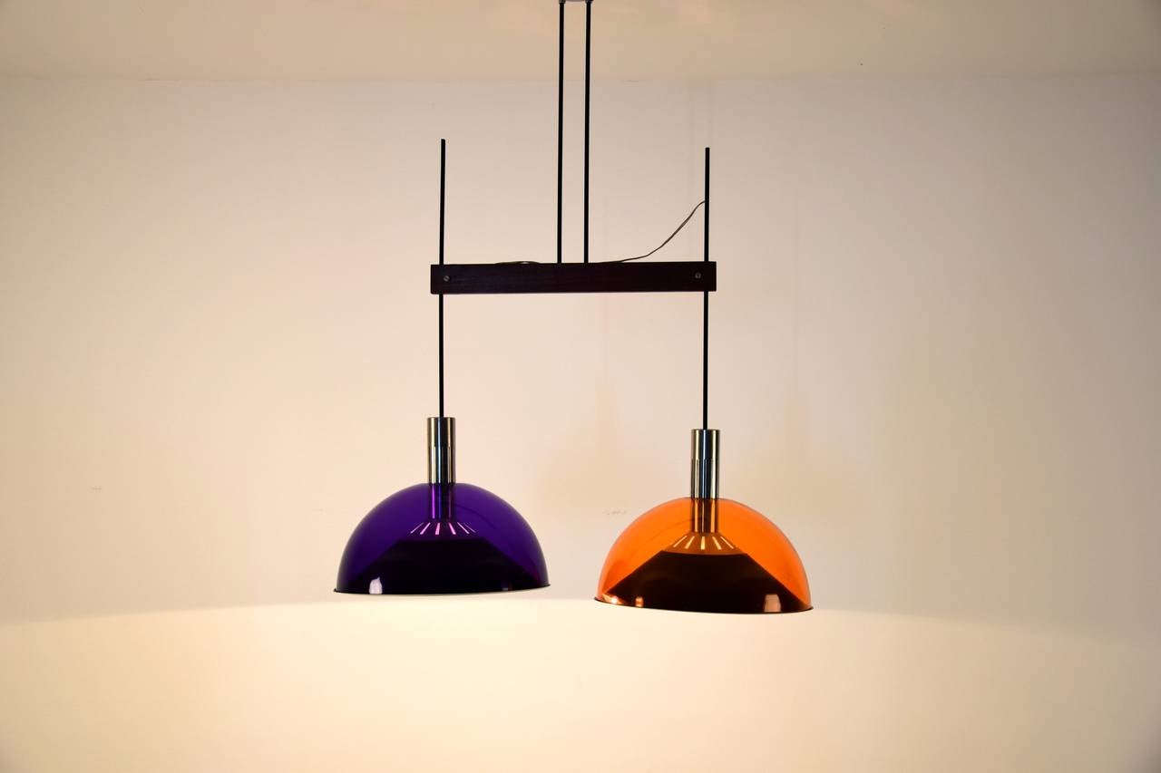 Italian 1960s Purple and Orange Acrylic Ceiling Lamp