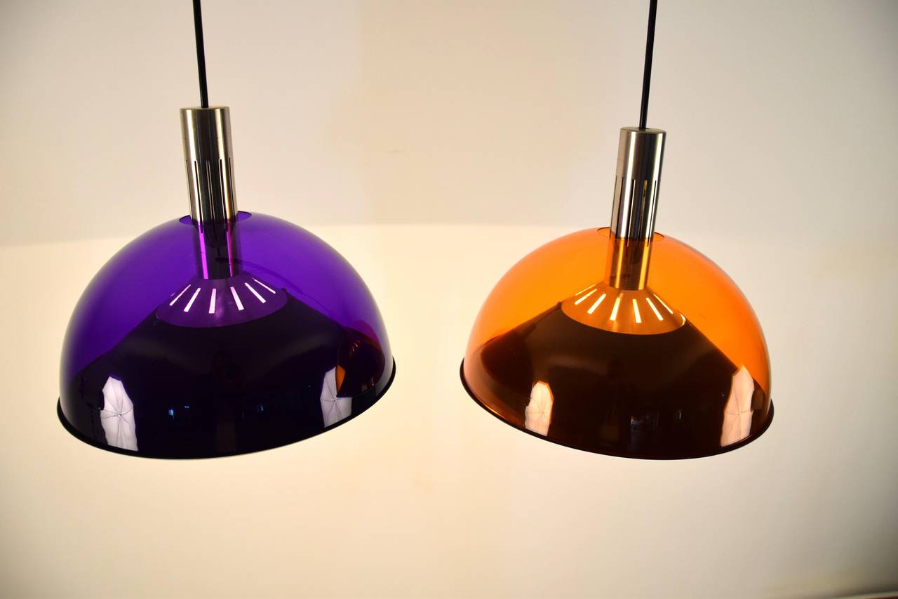 Mid-20th Century 1960s Purple and Orange Acrylic Ceiling Lamp