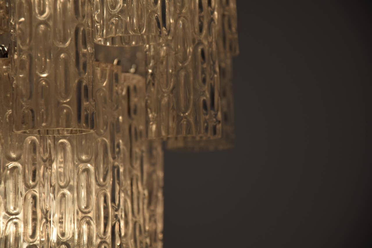 Mid-20th Century Italian Mid century Modern Textured Glass Chandelier For Sale