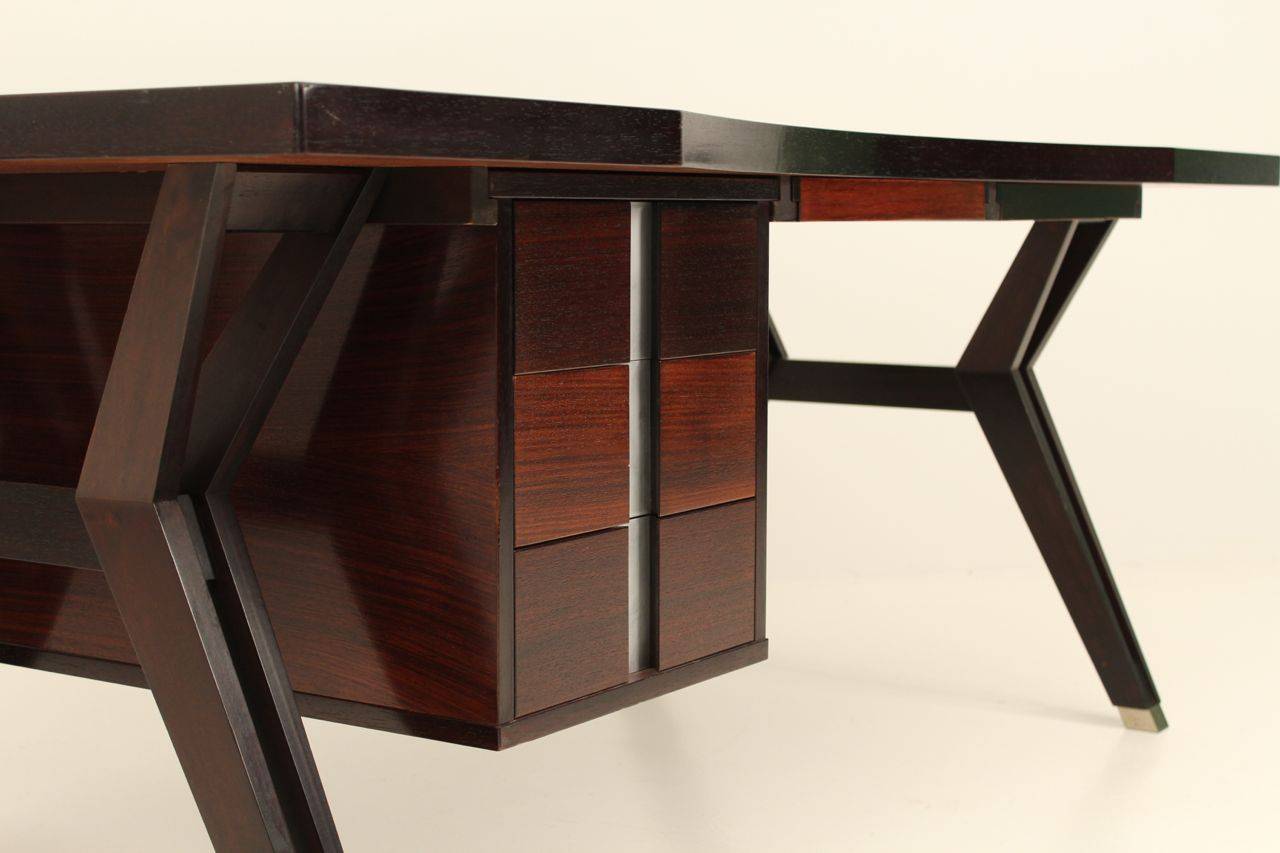 Ico Parisi Midcentury Modern Mahogany Executive 6 Pieces Office Desk