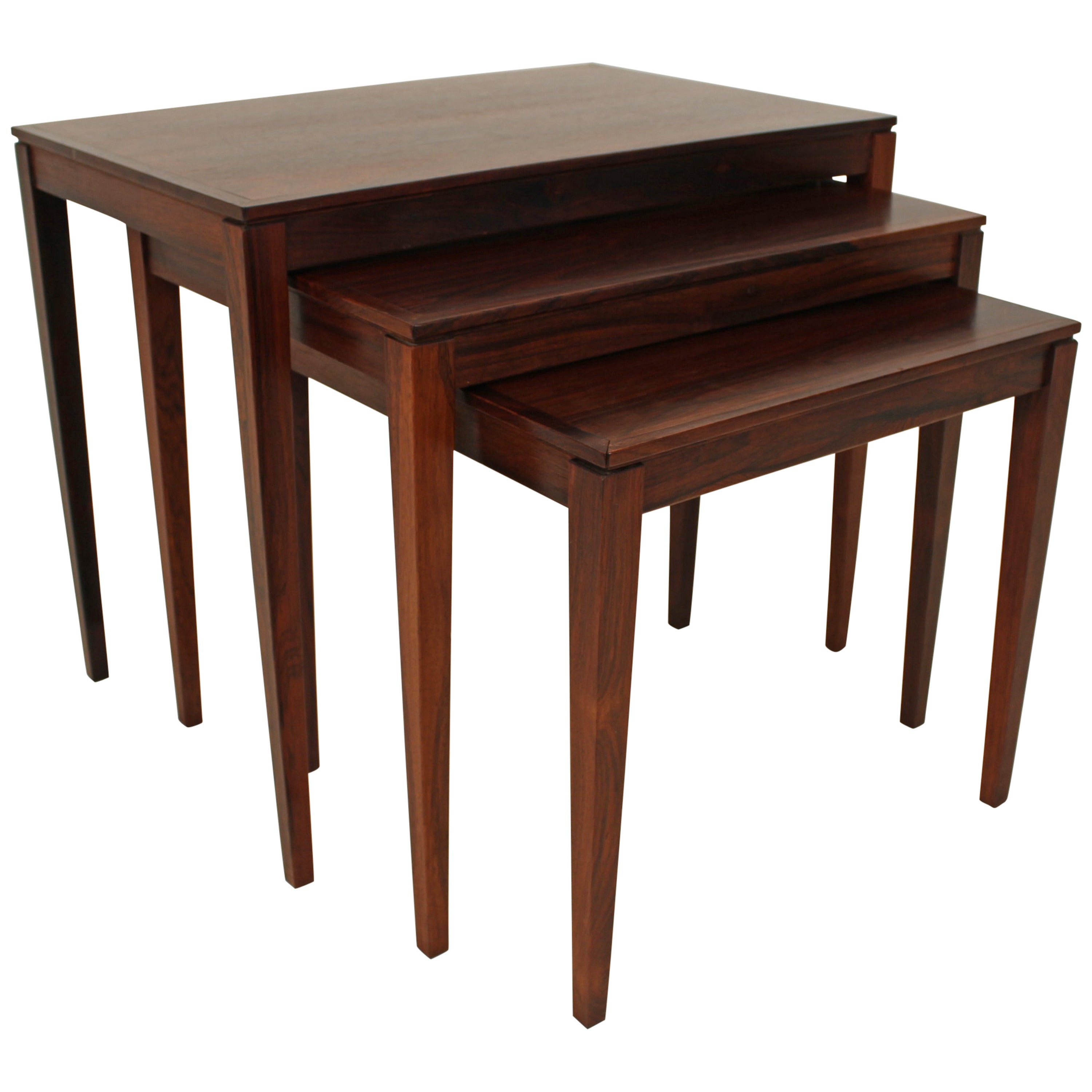 1960s Rosewood Nesting or Stacking Tables For Sale