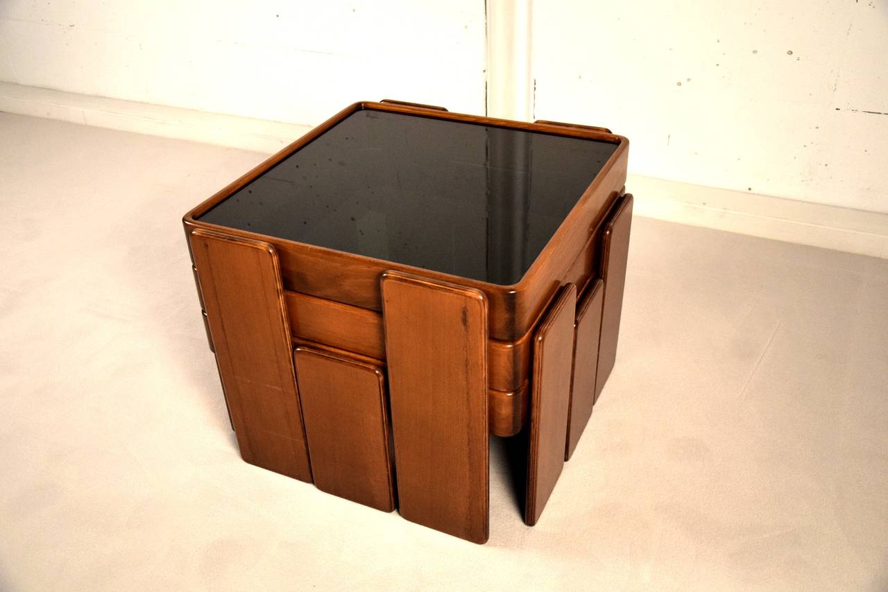 Glass Gianfranco Frattini for Cassina, Set of Three Nesting Tables