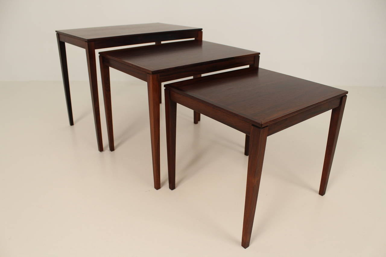 Danish 1960s Rosewood Nesting or Stacking Tables For Sale