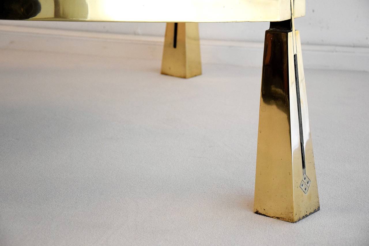 Table Basse en Laiton et Verre Hollywood Regency en vente 1
