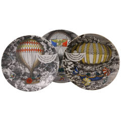 Vintage Set of Three Fornasetti "Mongolfiere" Plates, 1955