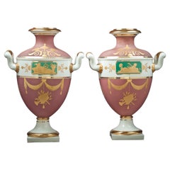 Vintage Pair of Nymphenburg Porcelain Amphora Vases, circa 1920