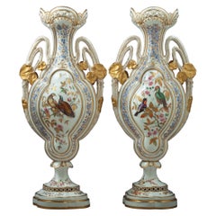 Seltenes Paar Derby Crown Vasen, um 1880