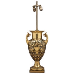 Antique Berlin Blue and Gold Vase Mounted as Lamp, circa 1820