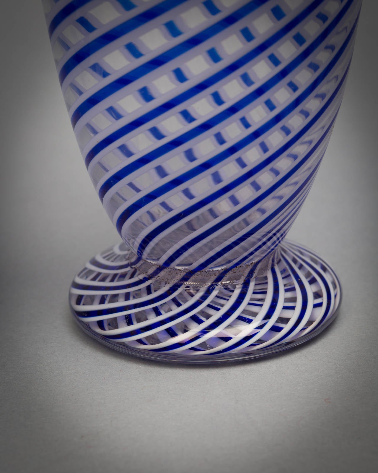 Pair of French 'Latticino' glass vases, circa 1880

Blue and white swirl pattern.