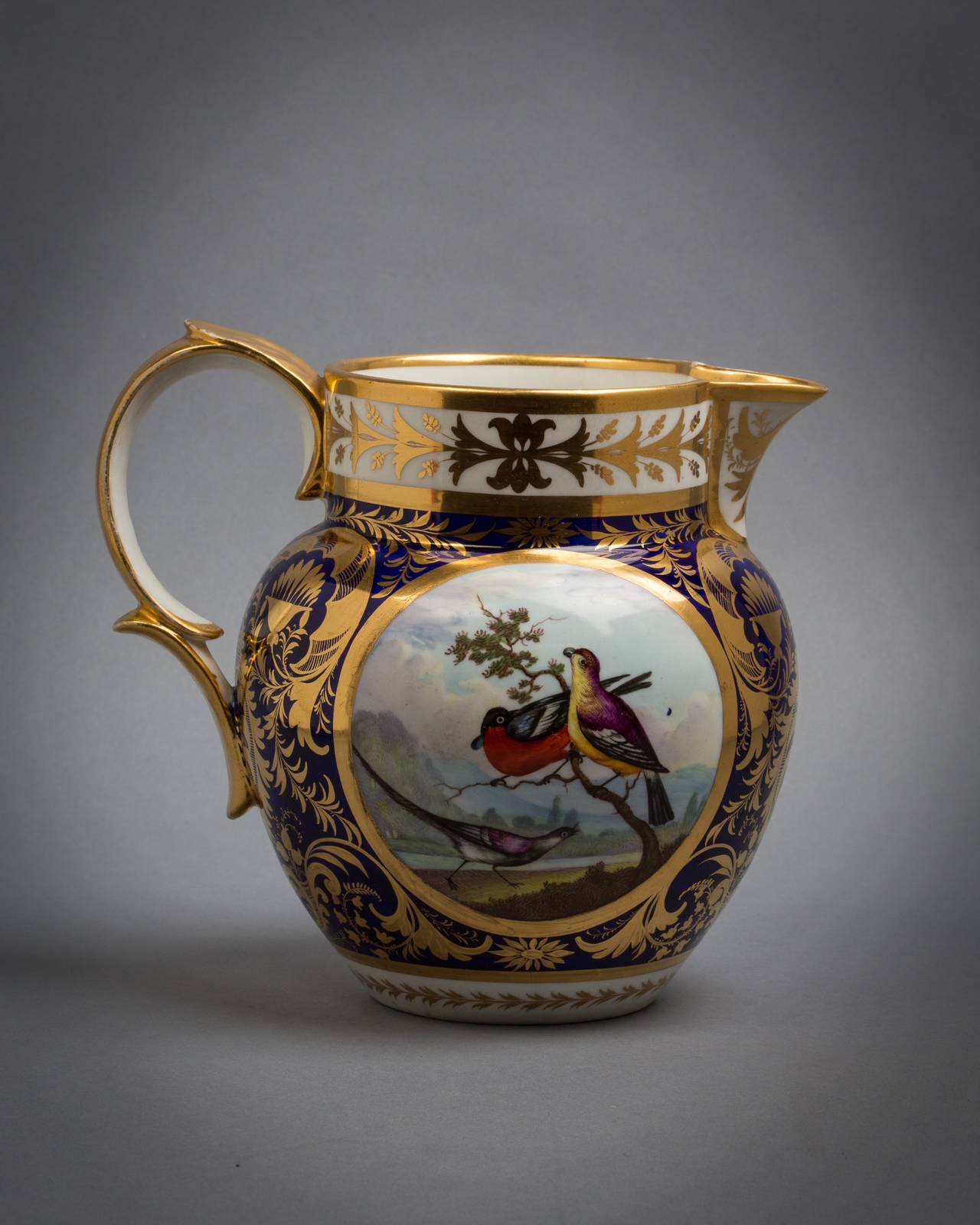 English derby porcelain jug, circa 1820. Painted by Richard Dodson.