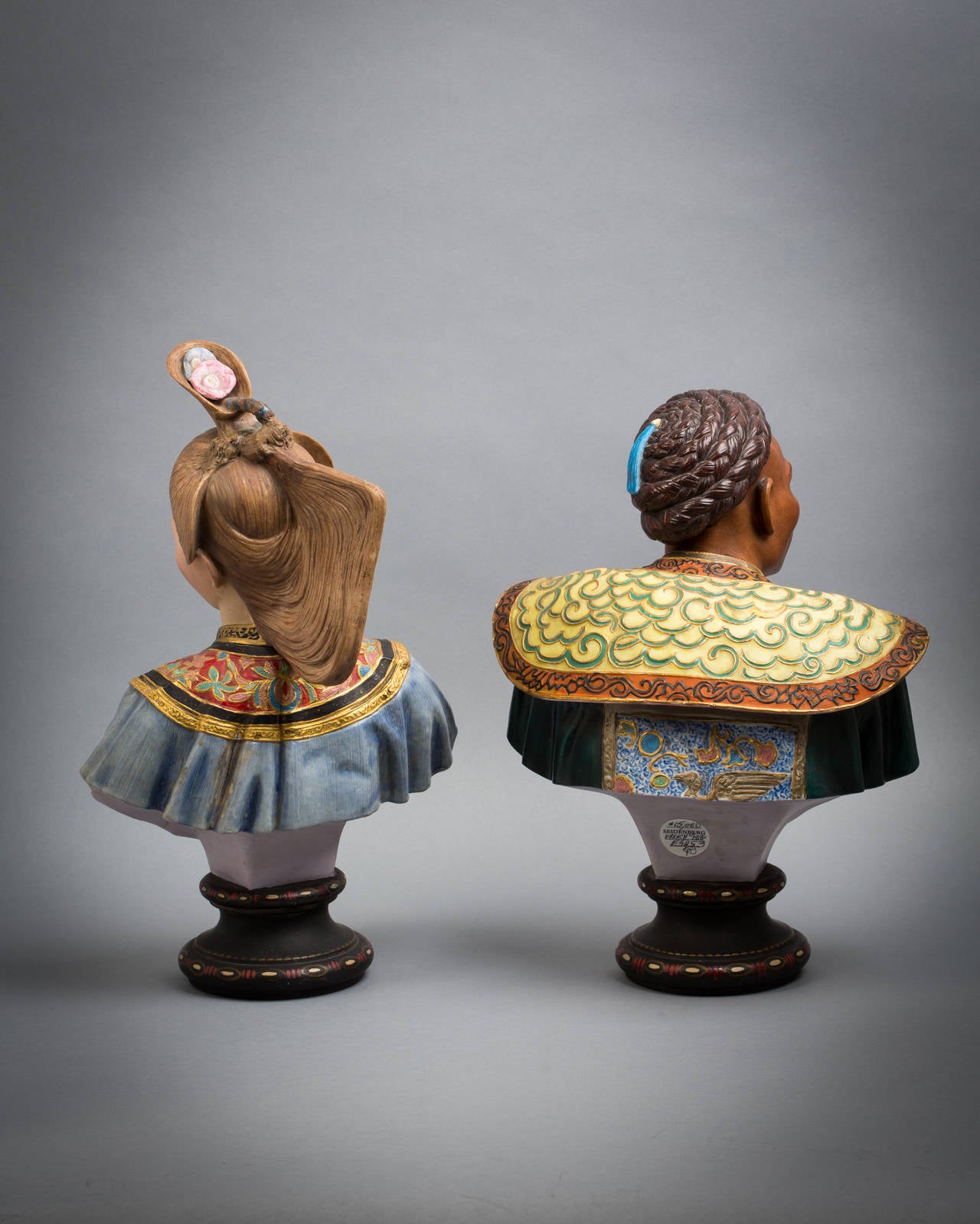 19th Century Pair of French Chinoiserie Busts, Bisque, circa 1880