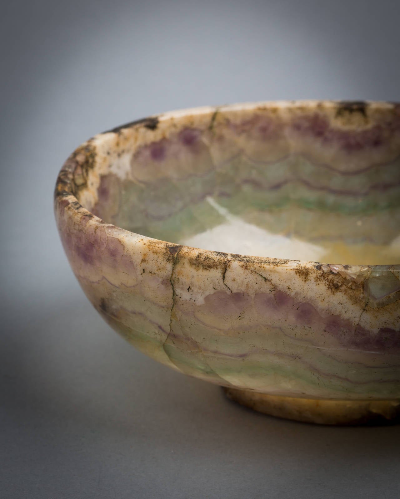 A Banded Calcite Footed Oval Bowl, 18th century.