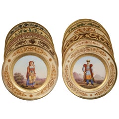 Set of 11 Paris Porcelain Plates, circa 1820