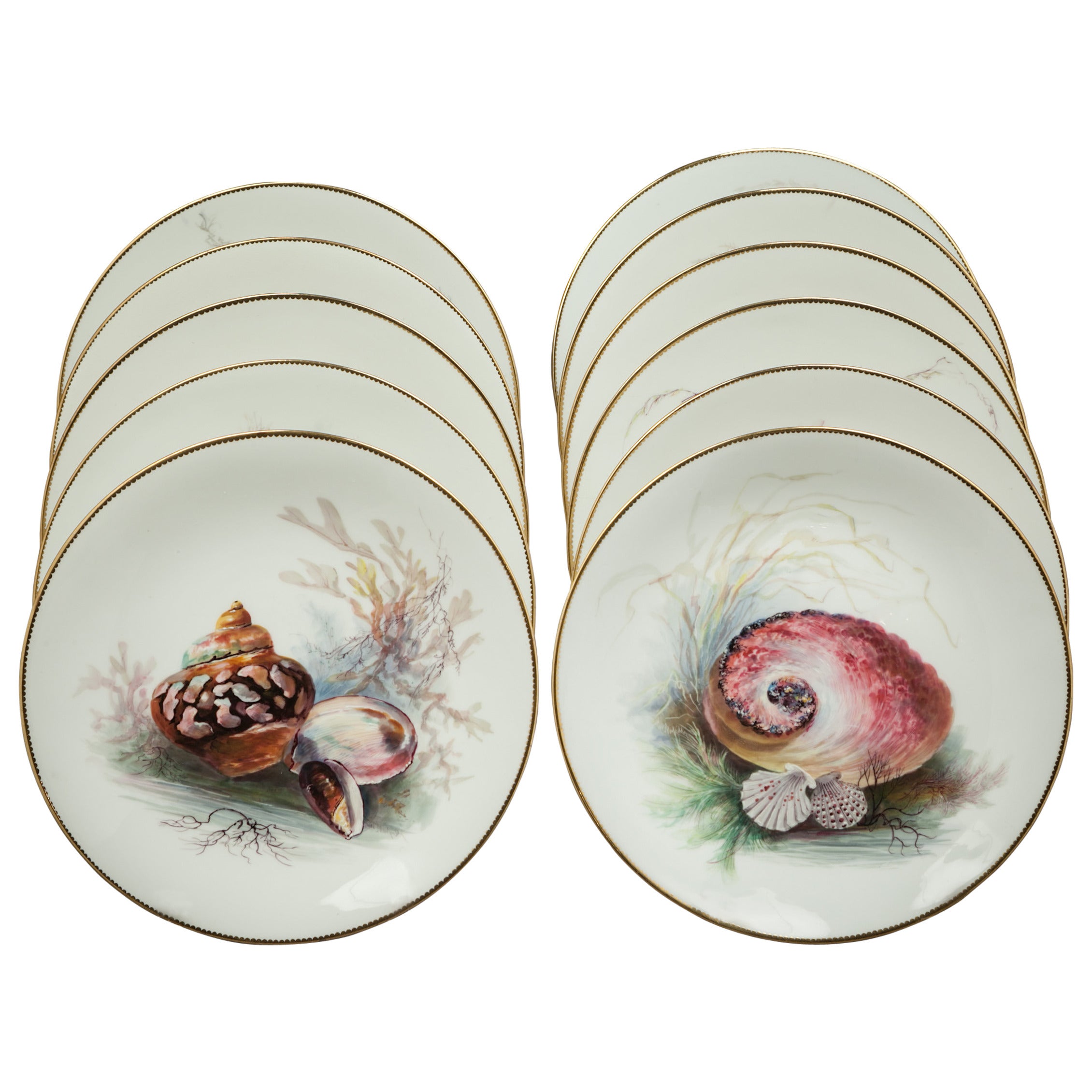 Set of 11 English Minton Porcelain Plates, circa 1880