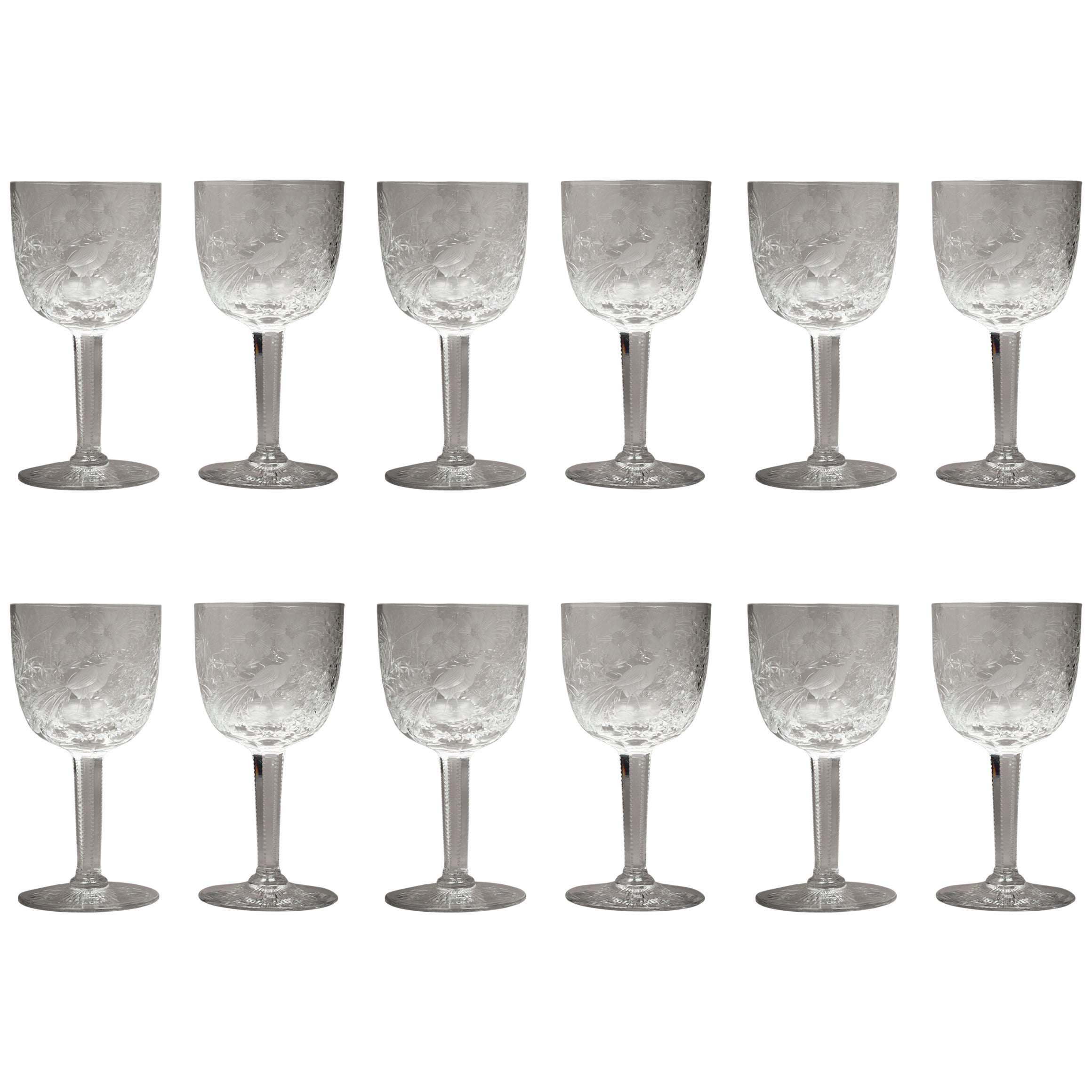 Set of 12 Crystal Water Goblets For Sale